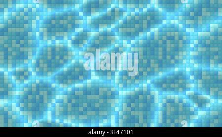 Seamless blue mosaic ceramic tiles swimming pool bottom with water caustics light effect shadow pattern. Vector cladding for pool, bathroom background Stock Vector