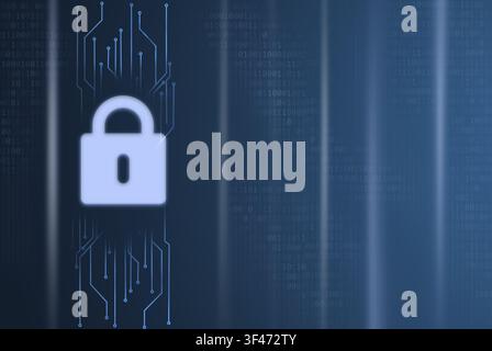 Safety concept. Closed Padlock on digital background Stock Photo