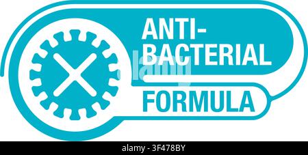 Antiviral antibacterial formula vector horizontal badge, symbolize health protection, hand sanitizer label - Coronavirus Covid-19 virus Stock Vector
