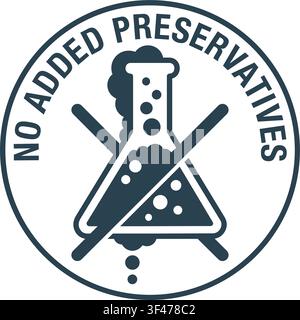 Addititves free and No added preservatives flat vector icon. Lab test tube with harmful liquid Stock Vector
