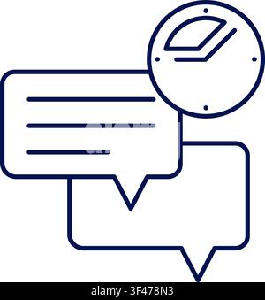 Async meeting icon with chat bubbles and clock. Remote collaboration concept. Vector illustration, flat design Stock Vector