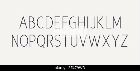 Alphabet uppercase latin font minimalist modern sans typography clean geometric letters. Elegant typeface branding design Stock Vector