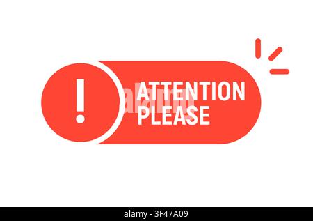 Attention please bold notification banner warning announcement communication alert business interface template minimal design Stock Vector