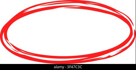 Hand Drawn Red Scribble Circle Isolated. Brush Marker Highlight Icon Vector Illustration Stock Vector