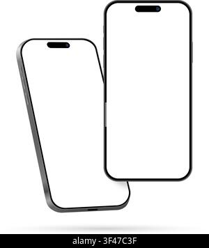 Realistic Smartphone Devices Mockup Template for Advertisement and Product Promotion. 3D Gray Mobile Phone in Front View Vector Illustration Stock Vector