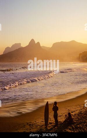 Brazil, Rio De Janeiro, sunset on the Ipanema beach Stock Photo