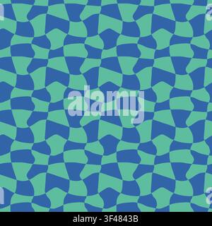Groovy Geometric Seamless Pattern Abstract Shapes Vector Wallpaper Background in Green Stock Vector