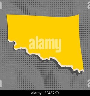 Torn yellow piece of paper. Gray halftone background. Paper note for text design. Stock Vector