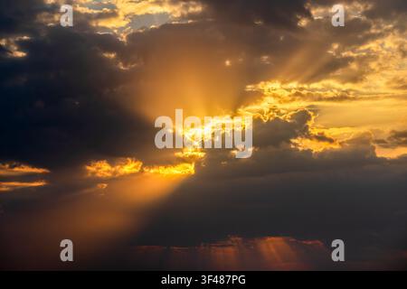 Dramatic sky at sunrise Stock Photo