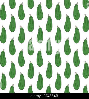 Vector seamless pattern of hand drawn zucchini Stock Vector