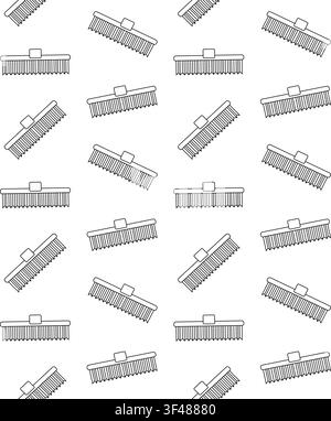 Vector seamless pattern of horse cleaning brush Stock Vector