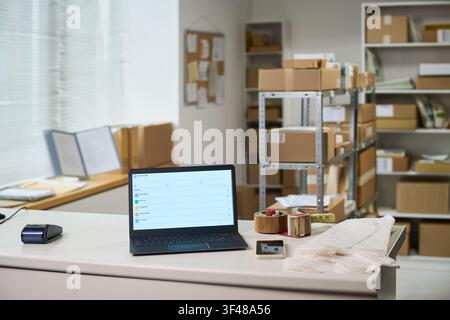 E Commerce Fulfillment Workspace Supporting Order Packing Stock Photo
