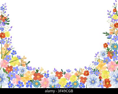 Seamless vector delicate floral pattern featuring many blossoms white background, combines hand-drawn elegance minimalist aesthetic wallpapers, textil Stock Vector