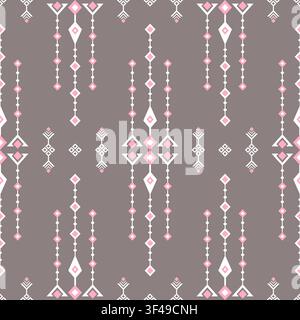 Geometric pixel ethnic pattern seamless oriental traditional design floral background wallpaper carpet clothing wrapping vector illustration texture Stock Vector