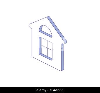 Real estate symbol. House with window in isometric view. Flat vector illustration for property branding, architecture icons Stock Vector