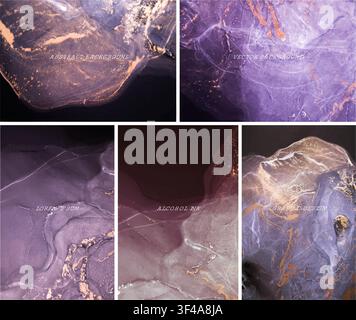 Black alcohol ink textures. Vector design of wedding invitation and vip cover template. Abstract art vector background. Luxury invitation card Stock Vector