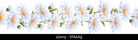 A seamless vector border featuring daisies Stock Vector