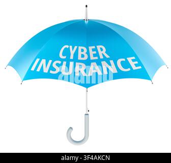 Insurance Protection concept with blue umbrella. 3D rendering isolated on white background Stock Photo