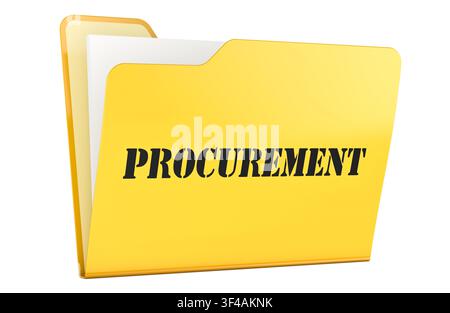 Procurement folder with documents, supply management concept. 3D rendering isolated on white background Stock Photo