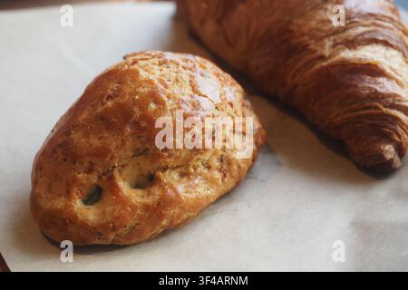 Freshly baked bread on a table Stock Photo