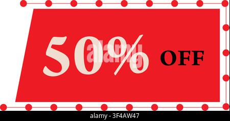 50% OFF Discount Label with Modern Promotional Design Stock Vector