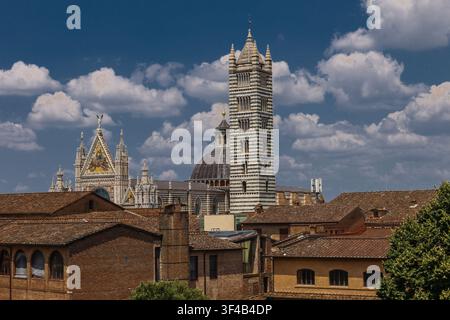 Sienna Tuscany, Italy. 28th July, 2026. Since its construction in the early 13th century, the cathedral has been central to Sienese identity. designed and built between 1215 and 1263. Consecrated in 1179, in the presence of the Sienese Pope Alexander III, but the work then continued for about two centuries: Giovanni Pisano worked on the facade at the end of the 13th century, the bell tower was finished in 1313 and huge works to extend the Cathedral started in 1317.Paul Quezada-Ndeiman/Ģ����ý Live News Stock Photo