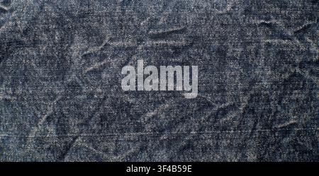 Dark Black Jeans Fabric Texture Background with Rough Scratches Stock Photo