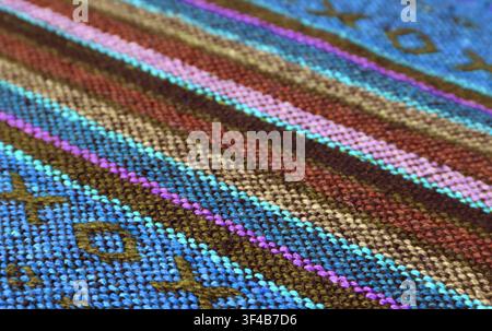 Closeup Pattern and Texture of Colorful Thai Northern Region's Traditional Textile Stock Photo