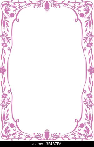 Hand-drawn floral frame in sweet pink, perfect for valentine. Stock Vector