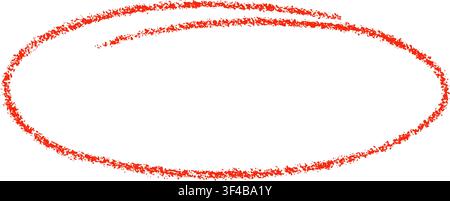Hand drawn crayon red oval. Chalk doodle pencil oval. Highlight line circle frame. Ellipse in crayon doodle style. Highlight design element. Vector Stock Vector