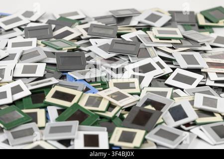 A disorderly pile of slides in different colors Stock Photo