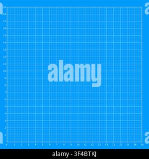 Blue square grid background with fine white measurement lines for mathematics, geometry, engineering, education, drafting, planning, technical diagram Stock Vector
