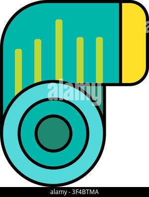 Measuring tape icon symbolizing body measurement, fitness progress, tailoring, sizing, health monitoring, weight management, and precision measurement Stock Vector