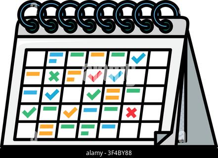 Desk calendar icon symbolizing scheduling, planning, task management, appointments, organization, and productivity for office and business projects Stock Vector
