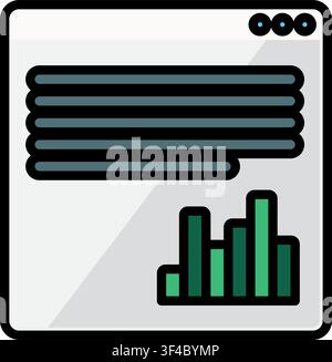 Statistics document icon symbolizing business reporting, financial analysis, performance metrics, data visualization, and analytical documentation Stock Vector