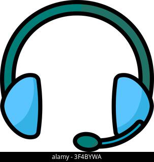 Headset icon symbolizing customer support, online communication, call center service, remote collaboration, and voice communication for business proje Stock Vector
