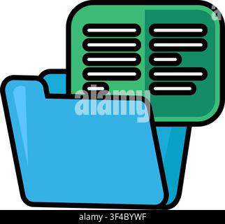 Folder icon symbolizing file storage, document organization, digital archive, office management, and information categorization for business and softw Stock Vector