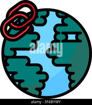 Globe icon symbolizing worldwide connection, global communication, international business, internet access, and network technology Stock Vector