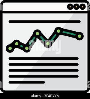 Analytics report icon symbolizing business analysis, performance monitoring, financial reporting, statistics, and data visualization for corporate pro Stock Vector