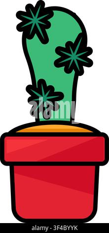 Cactus icon symbolizing indoor plant, office decoration, home interior, nature, and minimalist workspace styling Stock Vector