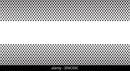 Top and bottom borders with repeated faded diamond shapes and empty space in center. Black rhombus on white background. Simple geometric mosaic Stock Vector
