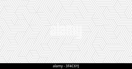 Seamless geometric grey line pattern on white background, abstract art deco elegant maze vector texture. Light modern wallpaper, gray monochrome Stock Vector