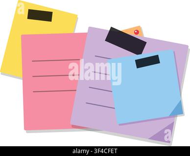 Colorful sticky note set vector illustration isolated on white background Stock Vector