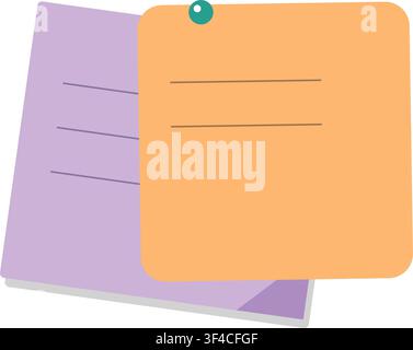 Pinned sticky memo paper vector illustration isolated on white background Stock Vector