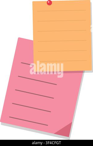 Pinned colorful lined memo paper notes vector illustration isolated Stock Vector