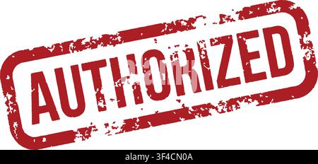 Authorized Red Grunge Rubber Stamp Isolated on White Background Stock Vector