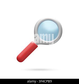 3D Magnifying glass icon for searching Stock Vector