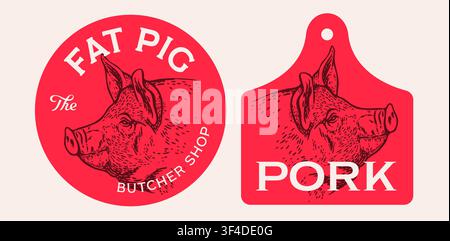 Pork, pig, hog, meat sketch, hand drawn Stock Vector