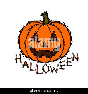 Halloween pumpkin . Hand drawn vector illustration. Stock Vector