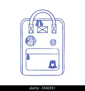 Cute School Backpack Line Doodle Illustration Stock Vector
